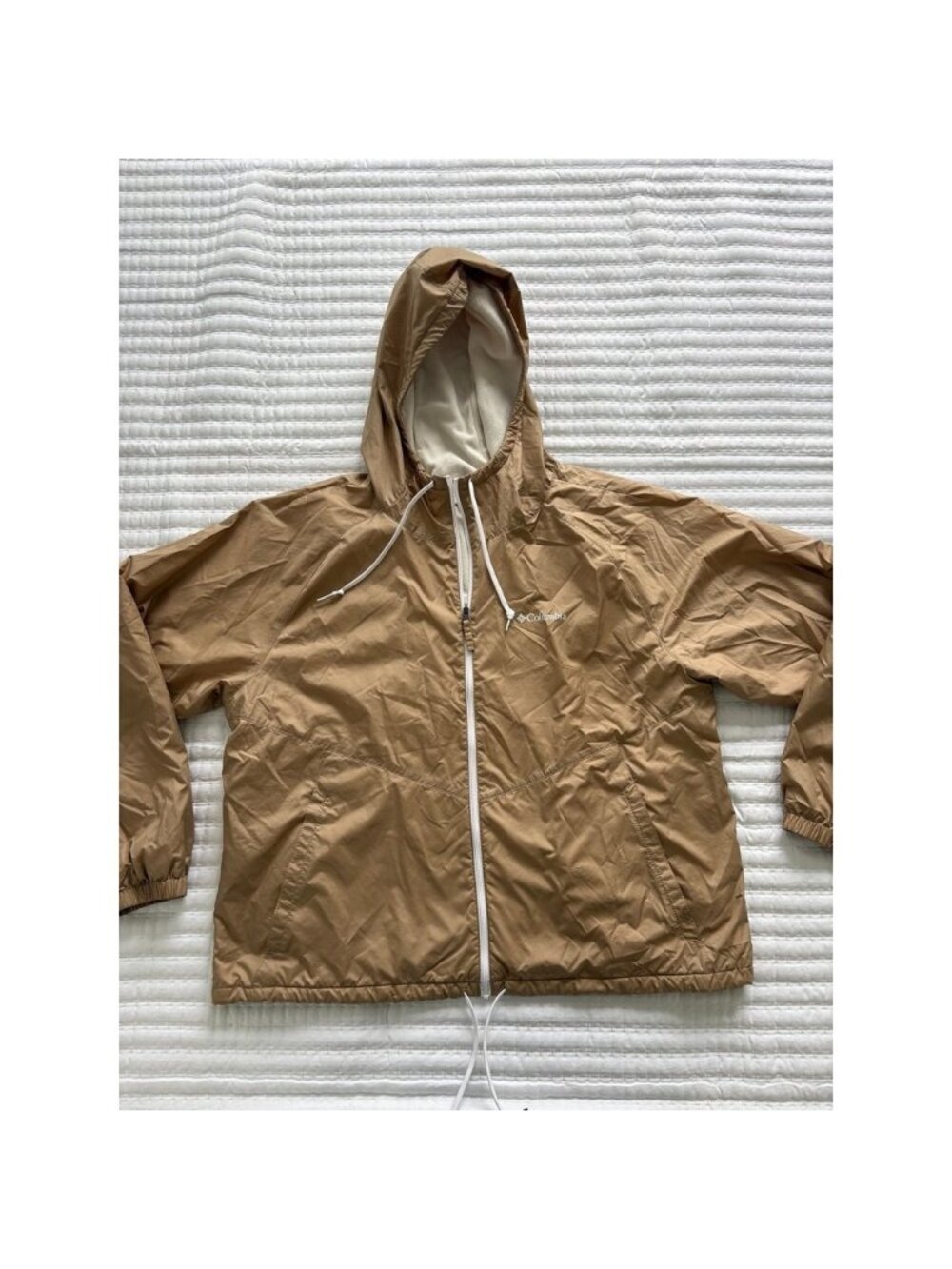 Columbia Men's Tan Fleece Lined Windbreaker Jacket M